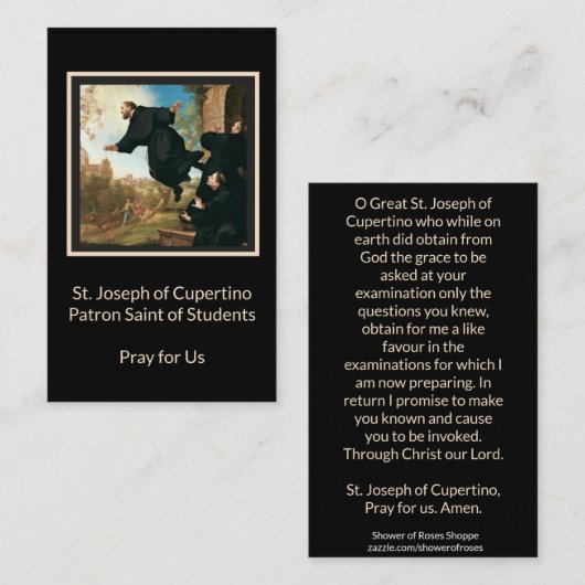 St Joseph de carte sainte catholique de Cupertino (Devant / Derrière)