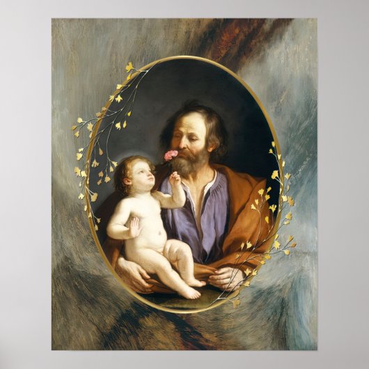 St. Joseph en Chid Jesus Katholieke Saint-Guercino Poster (Voorkant)