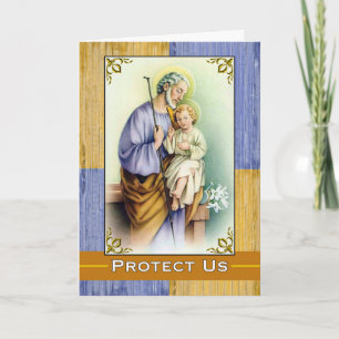 St. Joseph Feestdag  met Faux Wood Grain Kaart