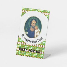 St Joseph for these Times Reclamebord Met Voetstuk