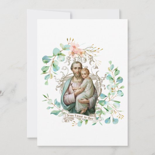 St. Joseph Jésus Floral Carte religieuse catholiqu (Devant)