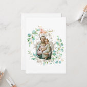 St. Joseph Jésus Floral Carte religieuse catholiqu (Devant/Arrière en situation)