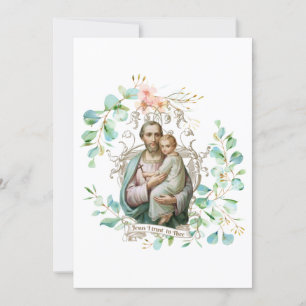 St. Joseph Jésus Floral Carte religieuse catholiqu