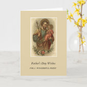 St. Joseph & Kind Jesus Vaderdag Priester Kaart (Gele Bloem)