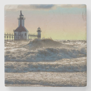 St Joseph Lighthouse Painterly Stenen Onderzetter
