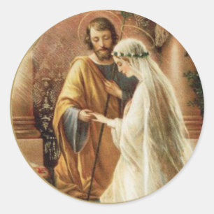 St. Joseph Mary Verloving bruid bruidegom Ronde Sticker