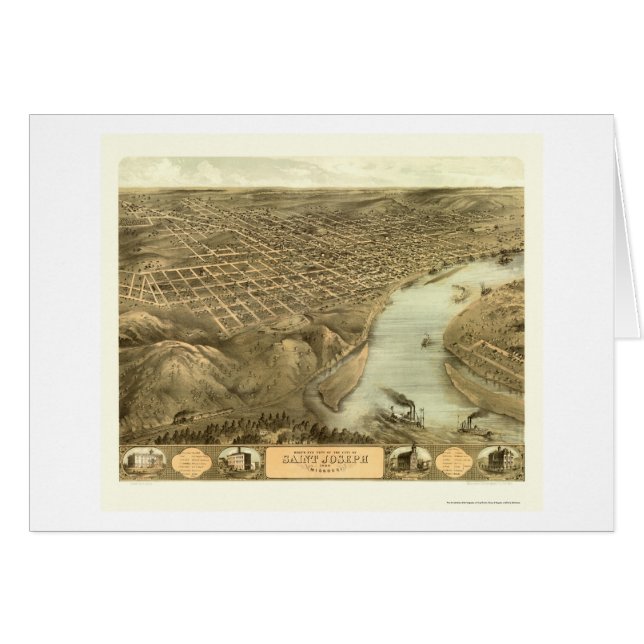 St. Joseph, MO Panoramic Map - 1868 (Voorkant Horizontaal)