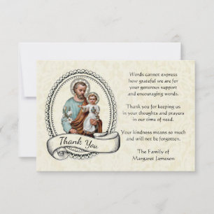 St. Joseph religieuze dank u medeleven Bedankkaart