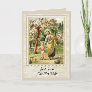 St. Joseph Wenskaart met gebed binnen Kaart