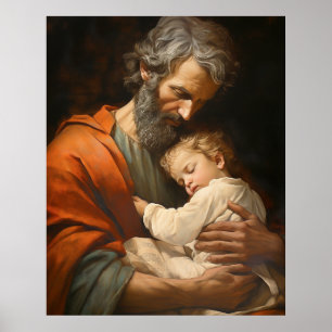 St. Jozef en het Kind Jezus Religieus Poster