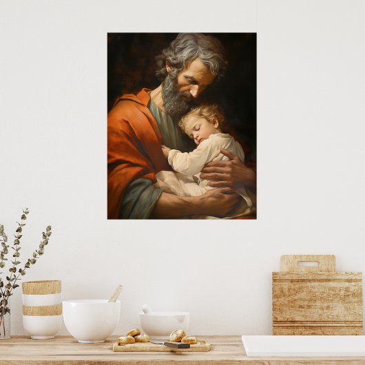 St. Jozef en het Kind Jezus Religieus Poster (Keuken)