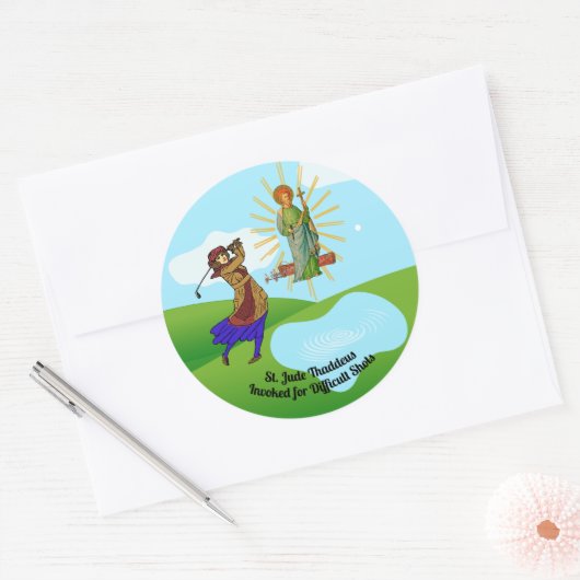 St. Judas Taddeus & Onverschrokken Vrouwelijke Gol Ronde Sticker (Envelop)