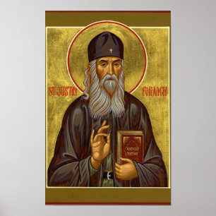 St. Justin Popovic Orthodoxe Christelijke Icoonpre Poster