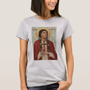 St. Kateri Tekakwitha Katholieke Heilige Lily Moha T-shirt