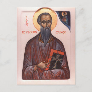 St. Kentigern Eerste Bisschop van Glasgow Icoon Briefkaart