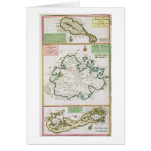 St Kitts, Antigua et Bermudes, détail d'une carte