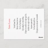 St. Laura Prayer Card Briefkaart (Achterkant)