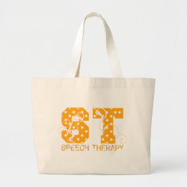 st letters oranje en witte poka punten grote tote bag