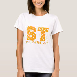st letters oranje en witte poka punten t-shirt