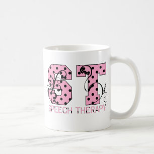 st letters roze en zwarte polka stippen koffiemok