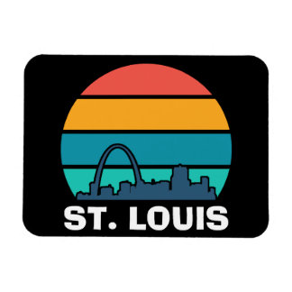 St. Louis Arch Retro Sunset Cityscape Foto Magneet
