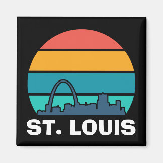 St. Louis Arch Retro Sunset Cityscape Magneet