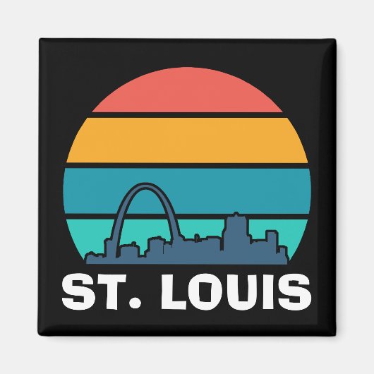 St. Louis Arch Retro Sunset Cityscape Magneet (Voorkant)
