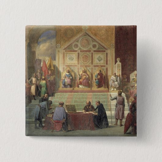 St. Louis King van Frankrijk Vierkante Button 5,1 Cm (Voorkant)