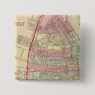 St Louis Map door Mitchell Vierkante Button 5,1 Cm
