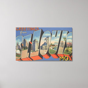 St. Louis, Missouri - Grote letterscènes Canvas Afdruk