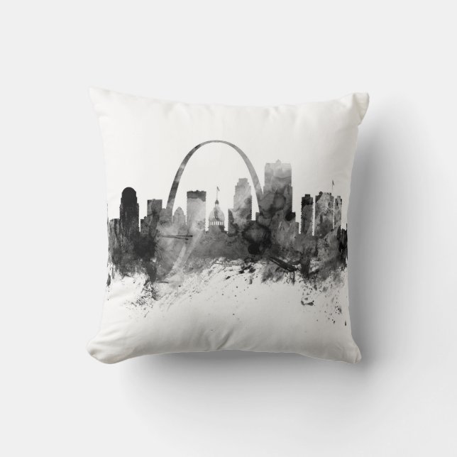 St. Louis Missouri Skyline Black White Kussen (Voorkant)
