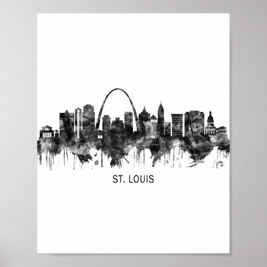 St. Louis Missouri Skyline BW Poster (Voorkant)