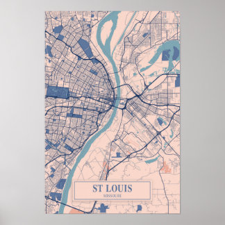 St Louis Missouri Winderige Stad Kaart Reizen Poster