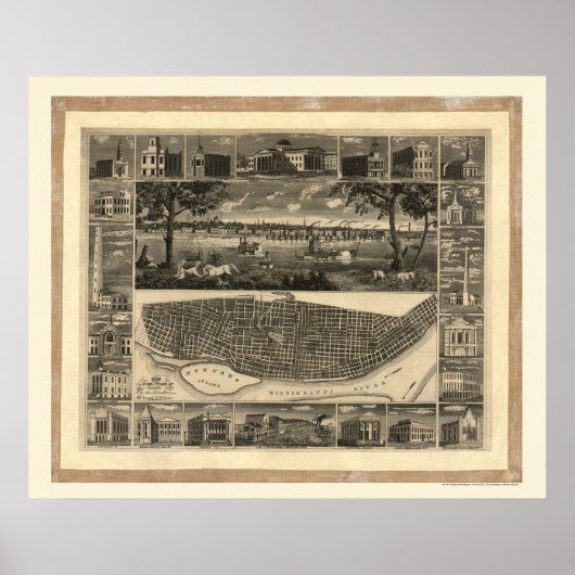 St. Louis, MO Panoramic Map - 1848 Poster (Voorkant)