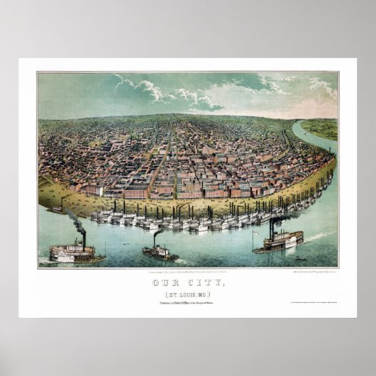 St. Louis, MO Panoramic Map - 1859 Poster (Voorkant)