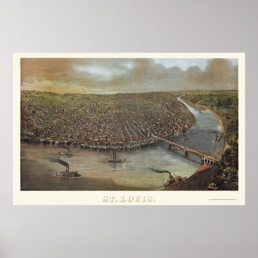 St. Louis, MO Panoramic Map - 1873 Poster (Voorkant)
