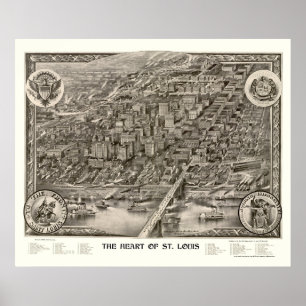 St. Louis, MO Panoramic Map - 1907 Poster