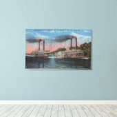 St. Louis, MO - Uitzicht Natchez & Robert E. Lee Canvas Afdruk (Insitu (Houten vloer))