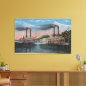 St. Louis, MO - Uitzicht Natchez & Robert E. Lee Canvas Afdruk (Insitu (Woonkamer))