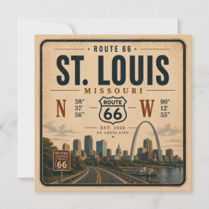 St Louis Route 66 Arch Coördinaten Uitnodiging