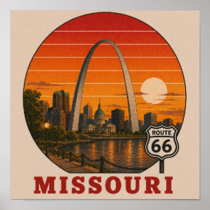 St. Louis Route 66 Arch Zonsondergang Poster