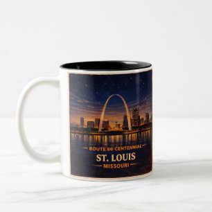 St Louis Route 66 Nachtkoffie Skyline Tweekleurige Koffiemok