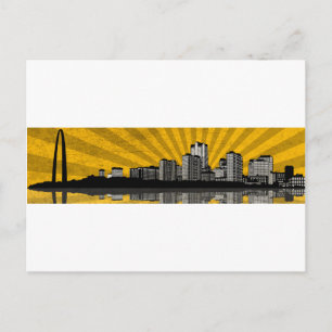 St. Louis Skyline Briefkaart (geel)