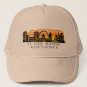 St. Louis Skyline Map Coordinates Trucker Pet (Voorkant)