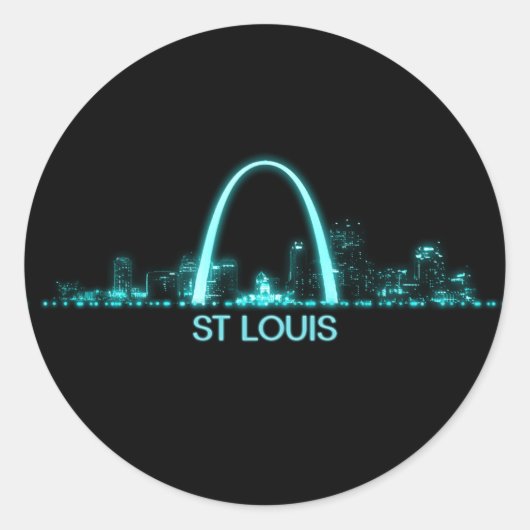 St Louis Skyline Ronde Sticker (Voorkant)
