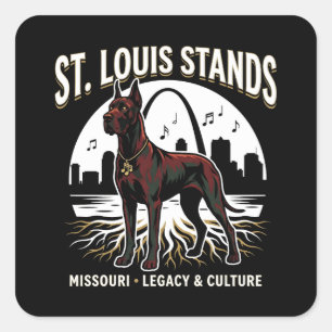 St. Louis Stands Great Dane Cultureel Erfgoed Kuns Vierkante Sticker