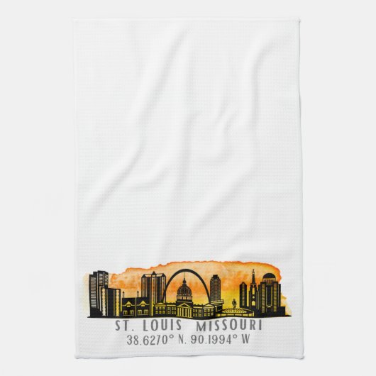 St. Louis Sunset Skyline Map Coordinates Theedoek (Verticaal)