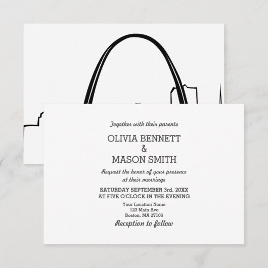 St Louis Wedding Invitation Missouri Saint Louis Kaart (Voorkant / Achterkant)