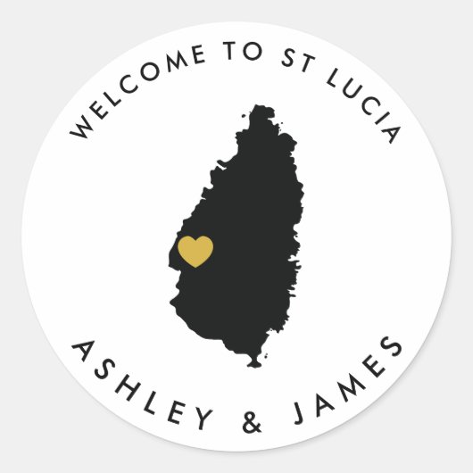 St. Lucia Bruiloft Welkom Sticker voor Doos, Tas (Voorkant)