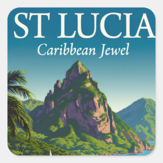 St Lucia Caribbean Jewel Vierkante Sticker
